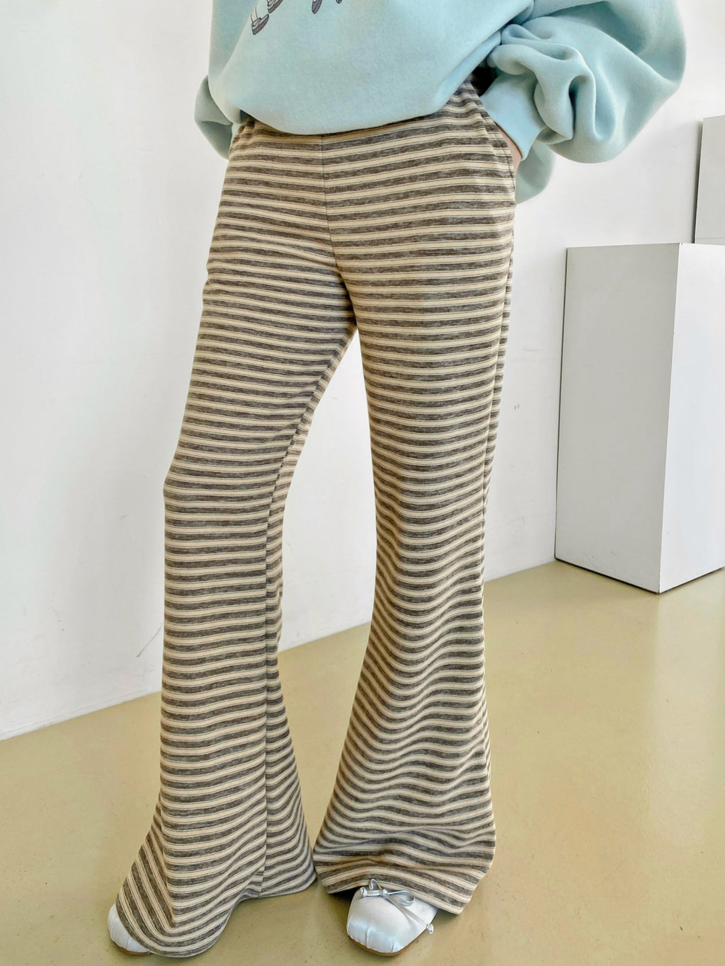Soft Fleece Stripe Flare Pants