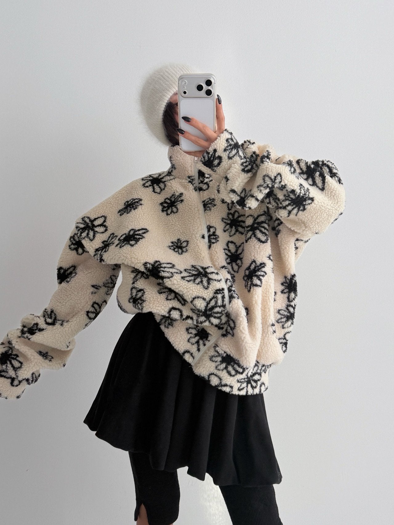 Fluffy Blossom Fleece Half-Zip Jacket