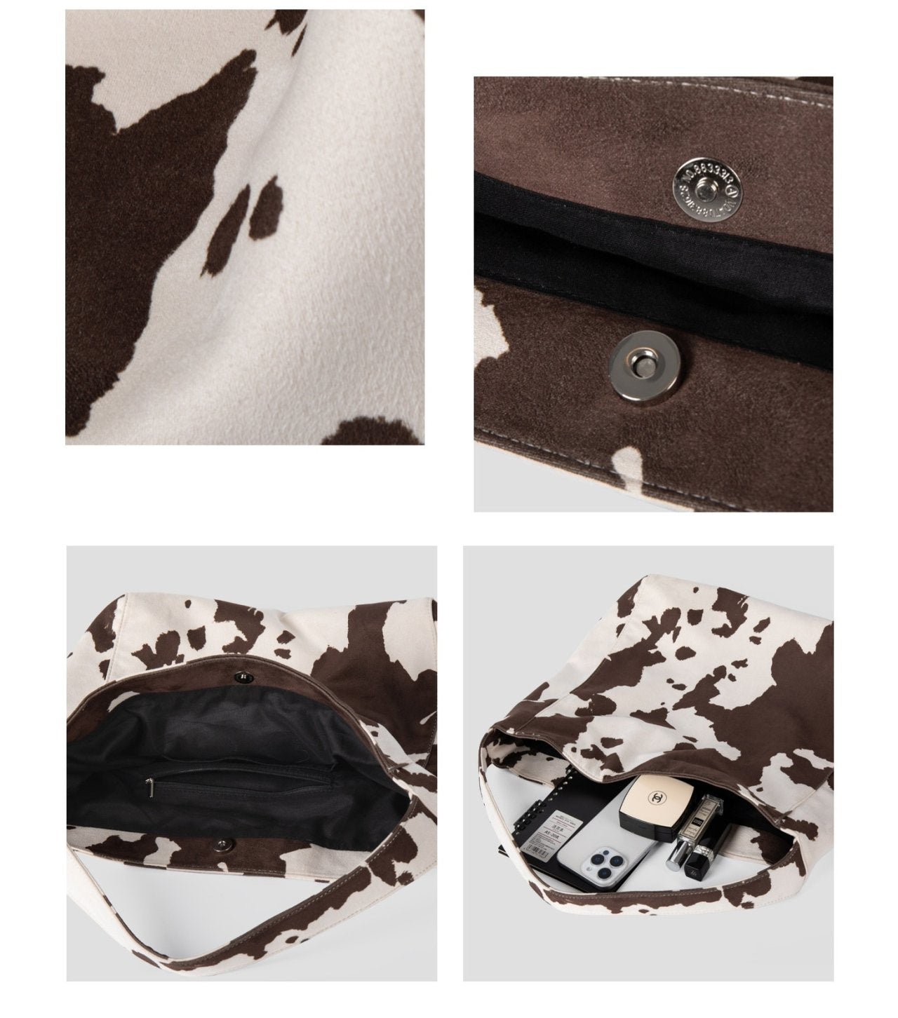 Cow Suede Pattern Soft Shoulder Bag
