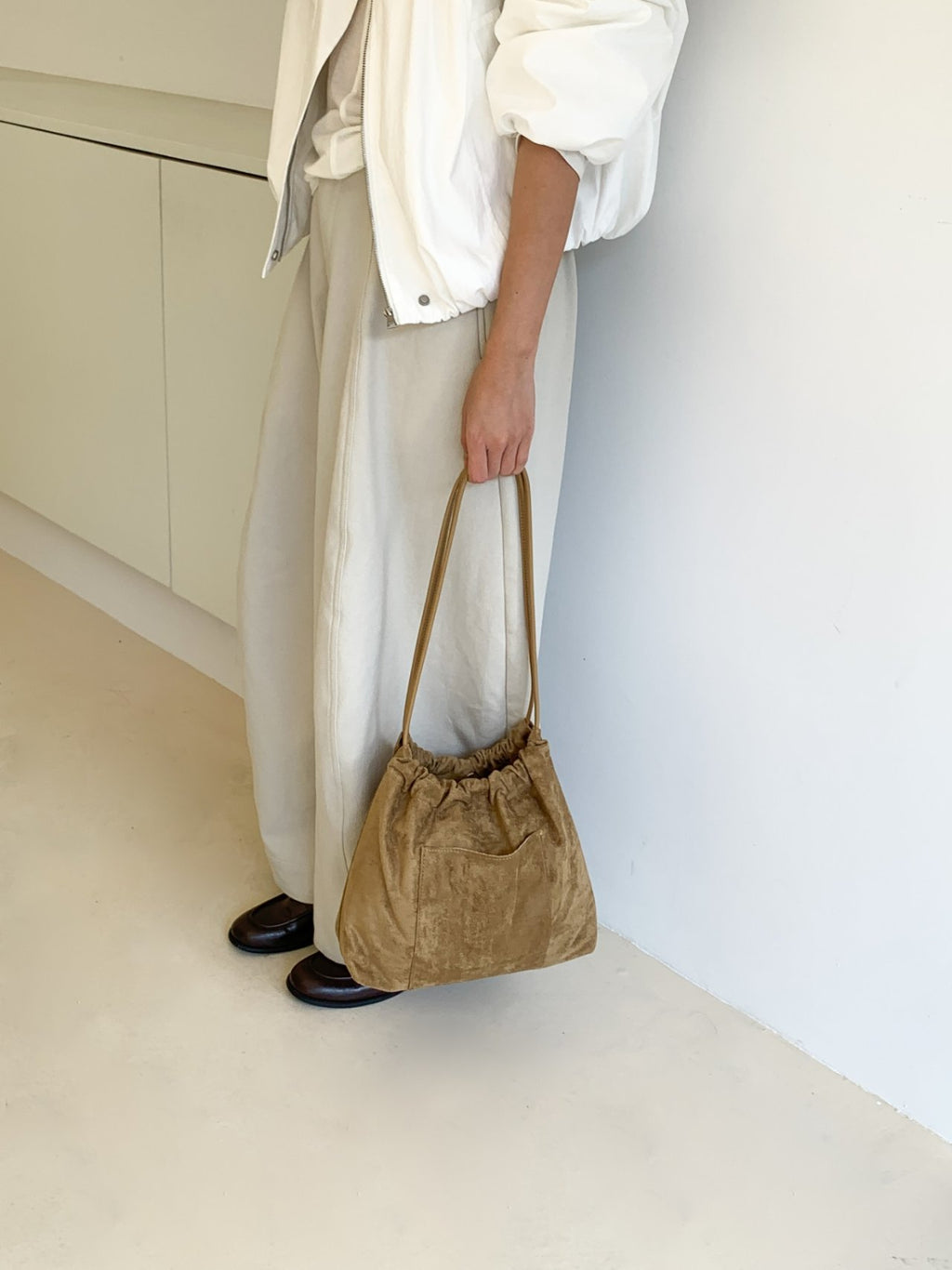 Stella Soft Suede Gather Bucket Bag