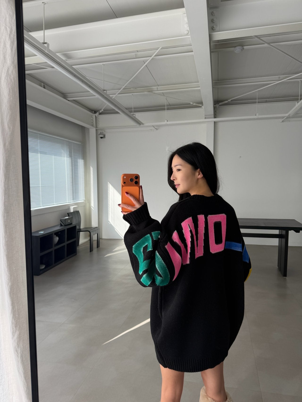 Following Hand-Brushed lettering Jacquard Knit Sweater Made in Korea