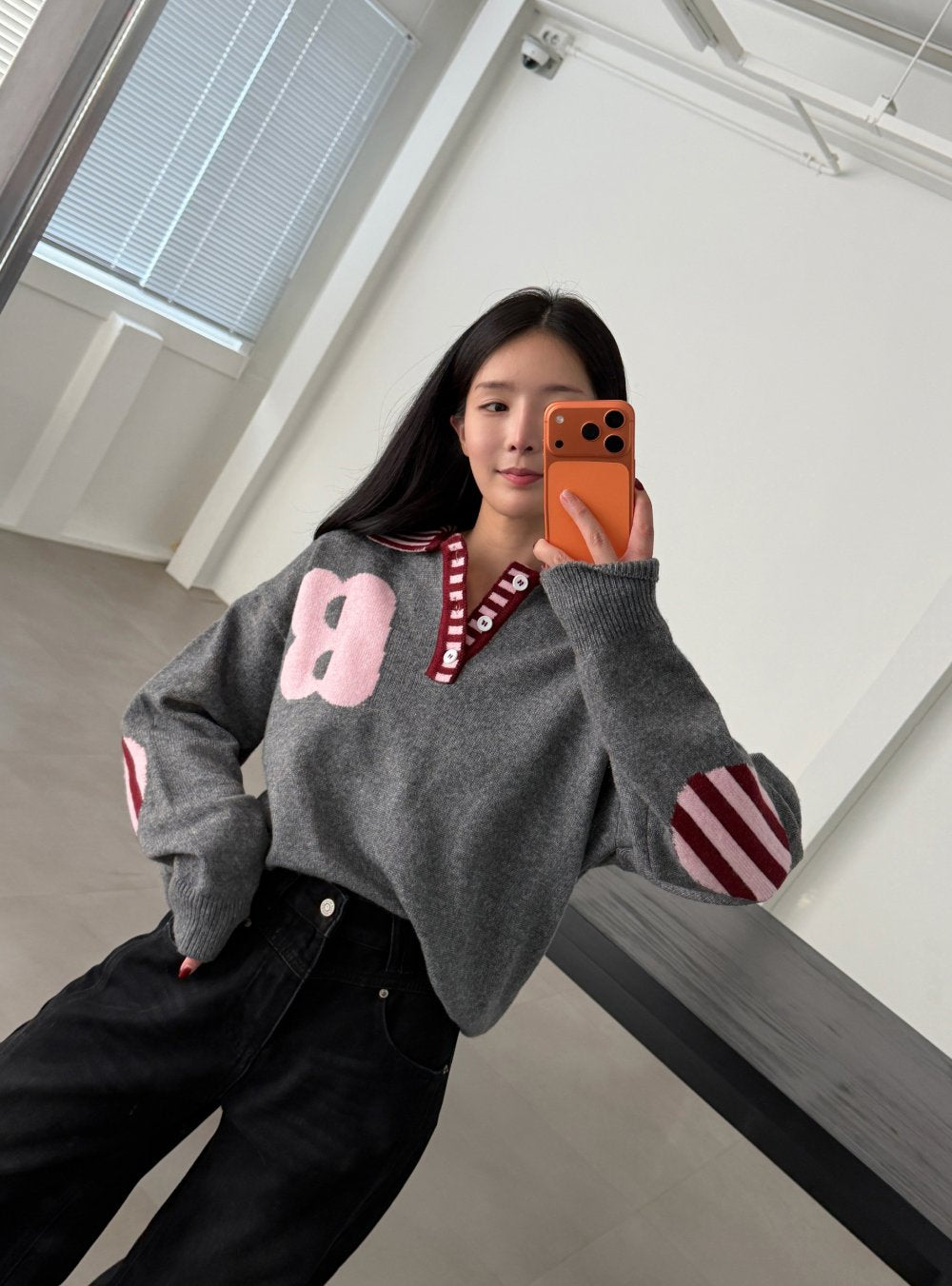 B-Point Cash Intarsia Collar Knit Made in Korea