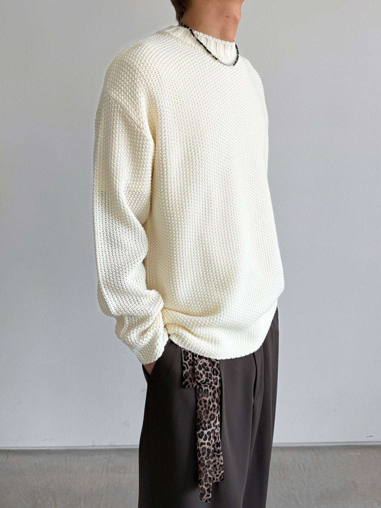 Embossed Good Day Graphic Heavy Knit Sweater Made in Korea