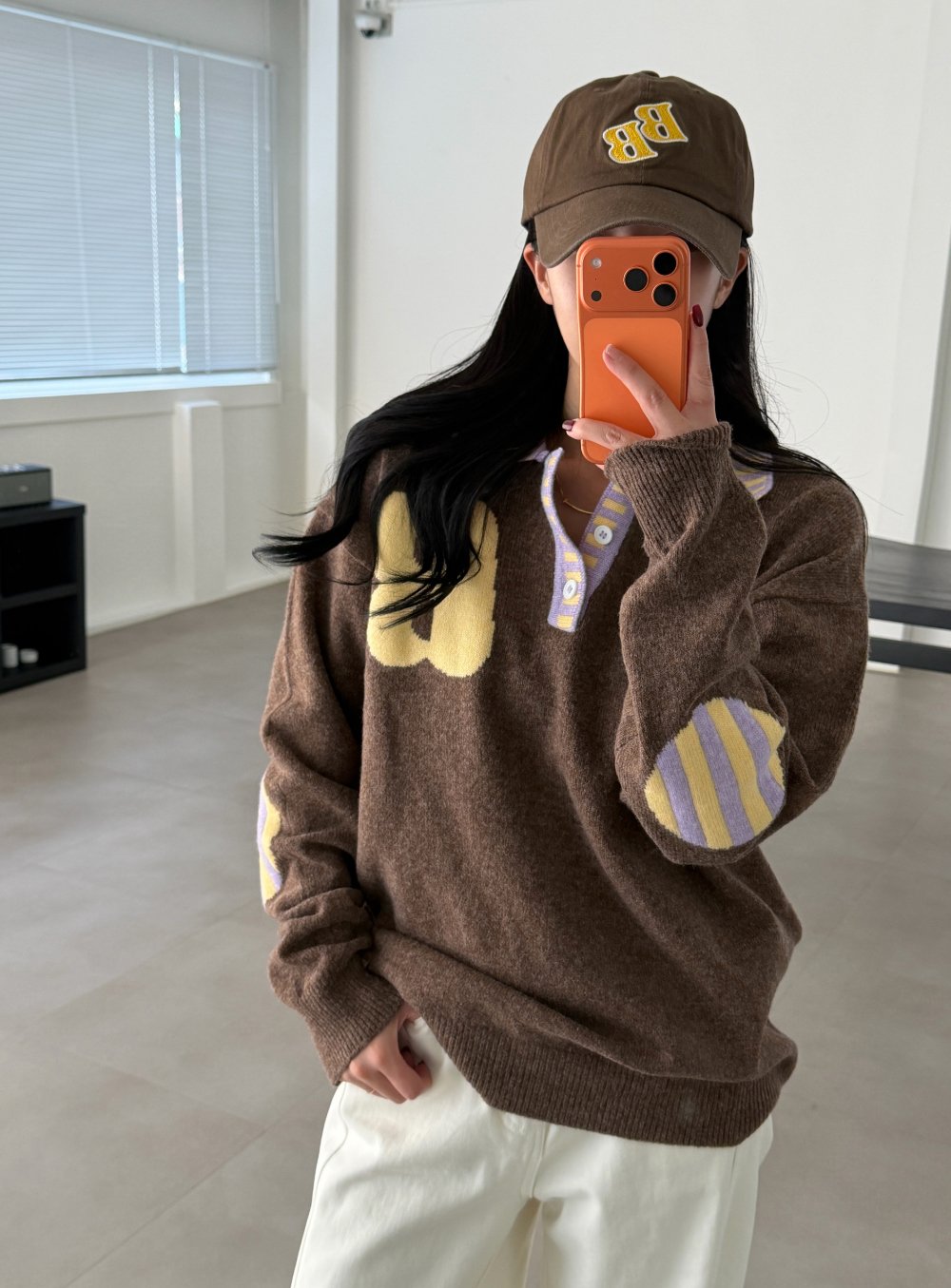 B-Point Cash Intarsia Collar Knit Made in Korea