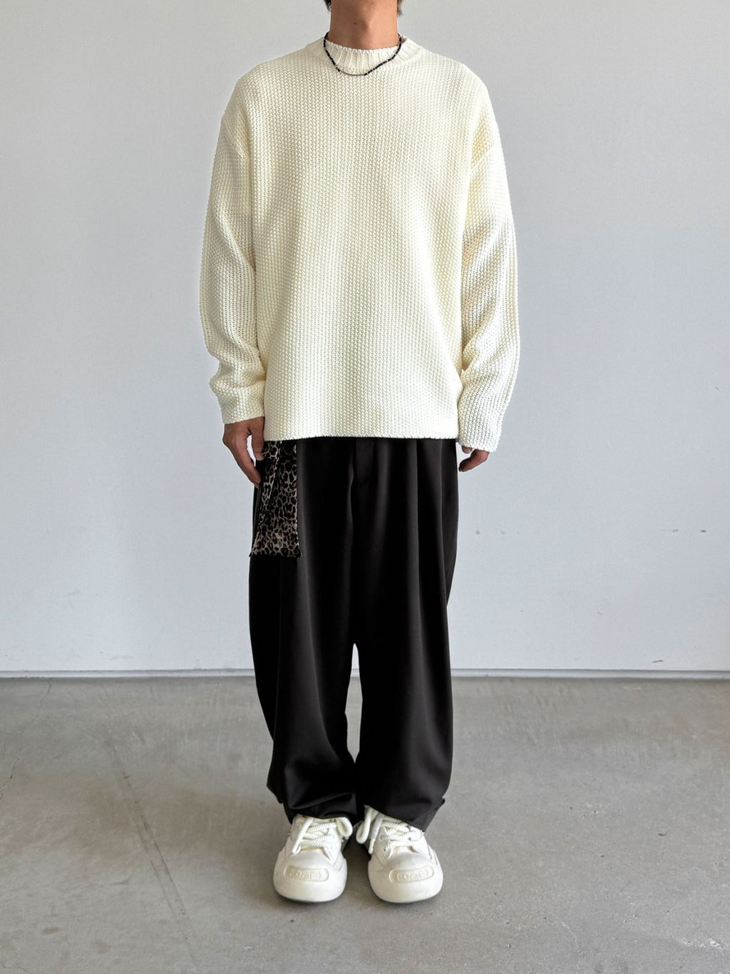 Embossed Good Day Graphic Heavy Knit Sweater Made in Korea