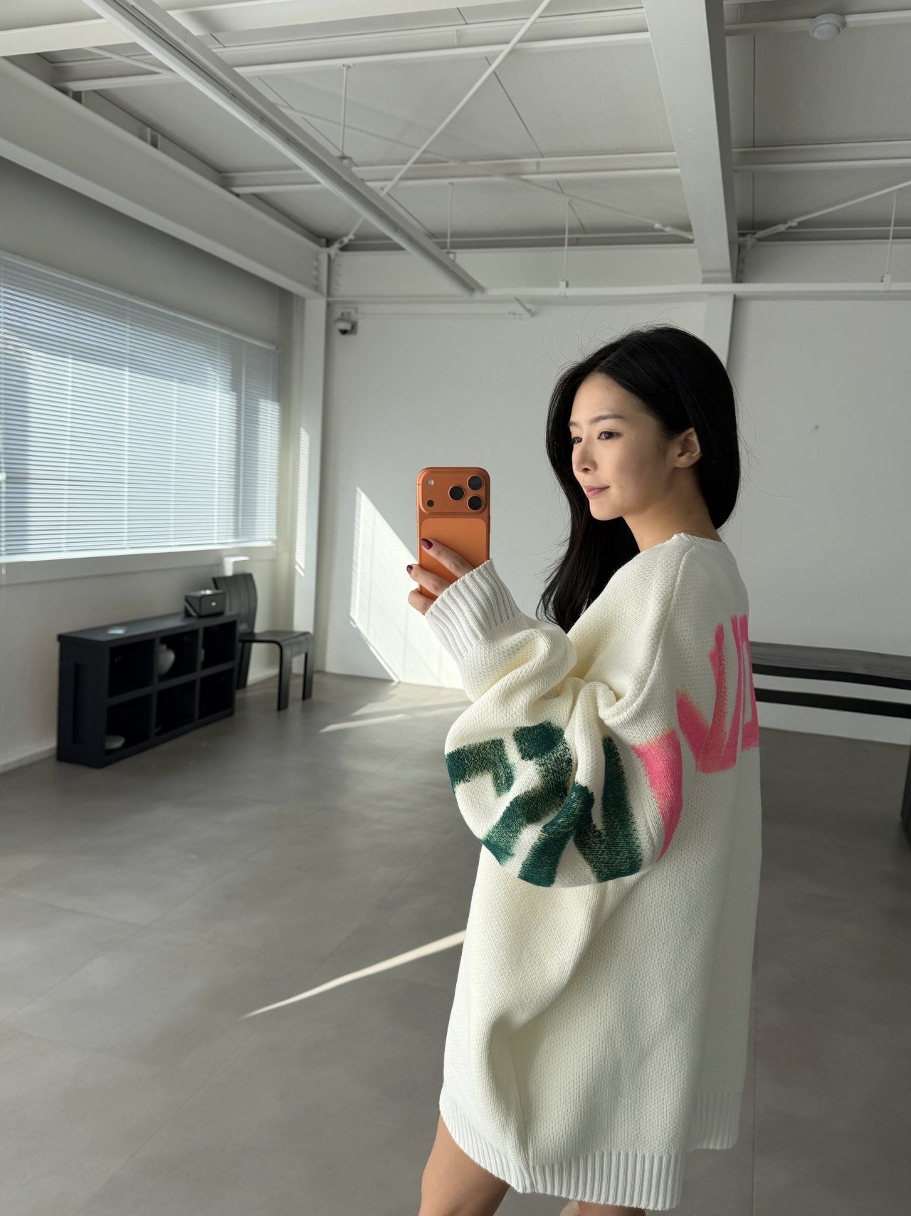 Following Hand-Brushed lettering Jacquard Knit Sweater Made in Korea