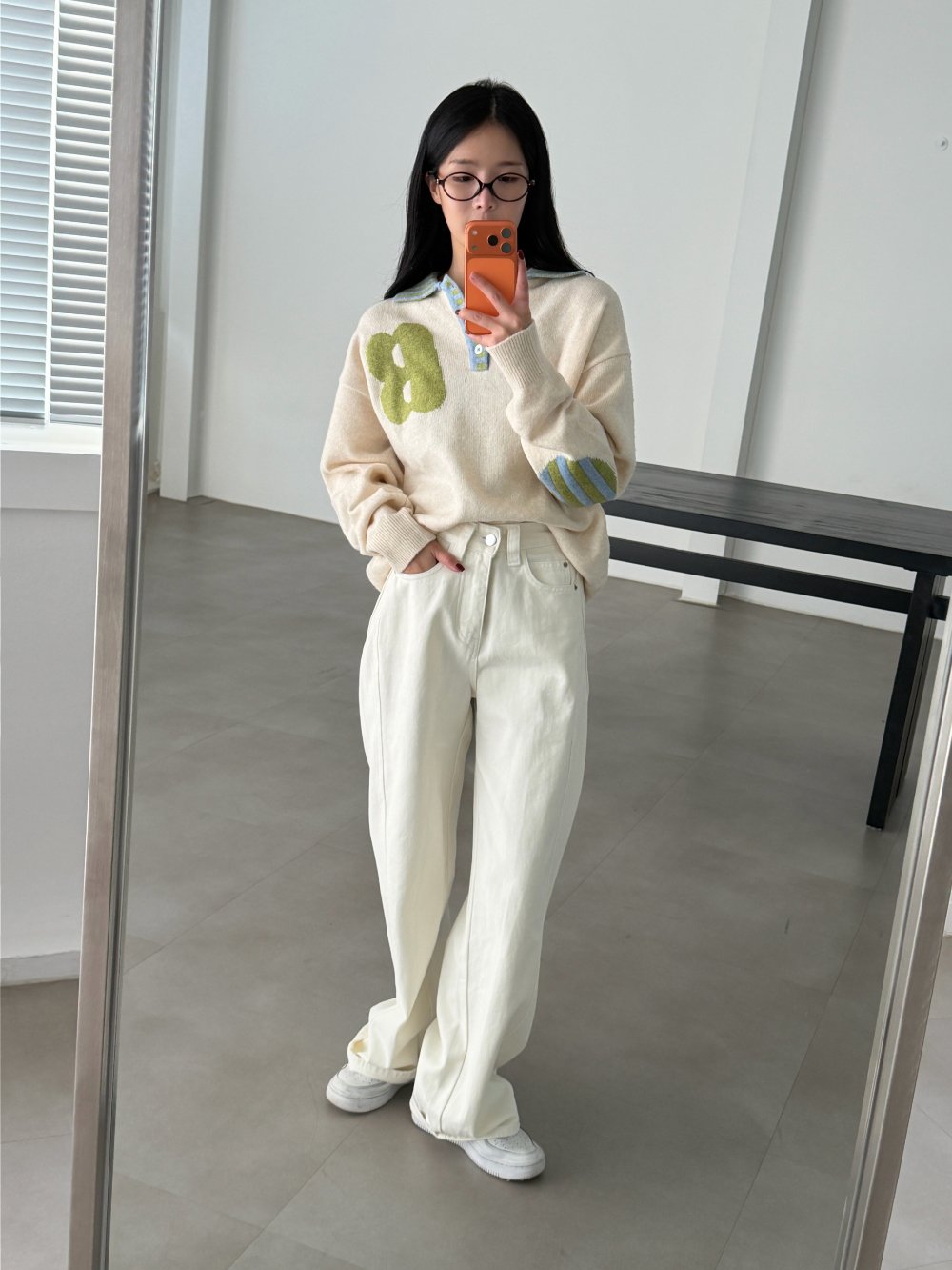 B-Point Cash Intarsia Collar Knit Made in Korea