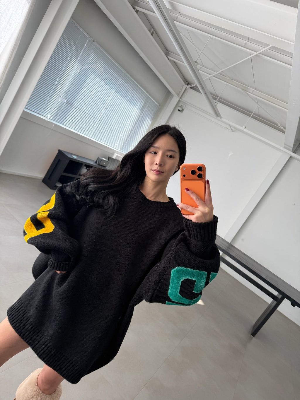 Following Hand-Brushed lettering Jacquard Knit Sweater Made in Korea