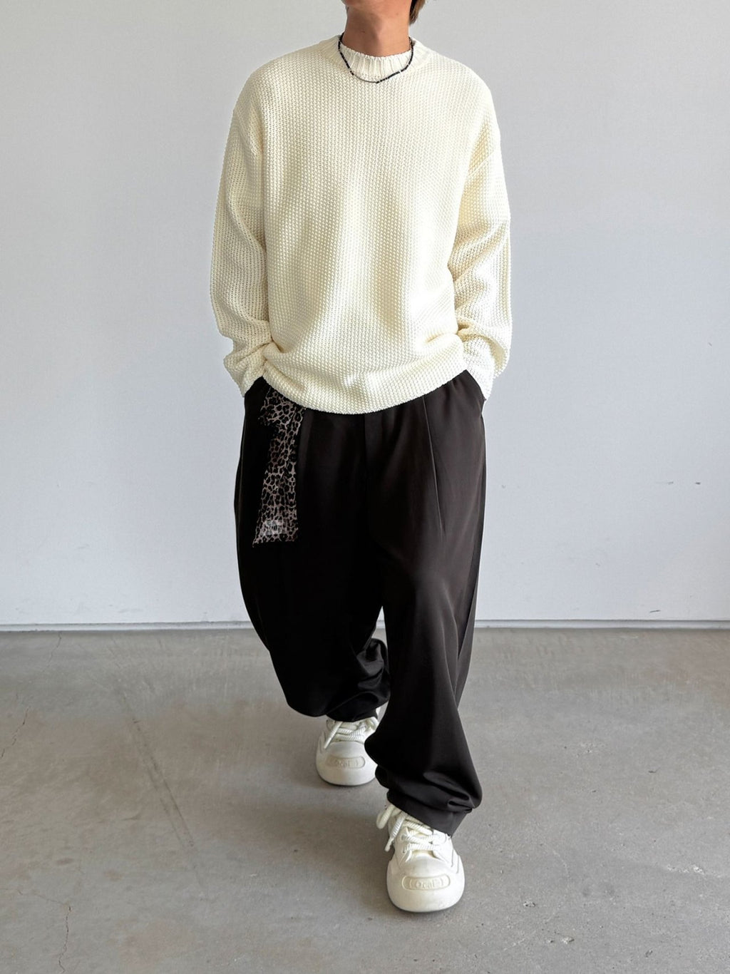 Embossed Good Day Graphic Heavy Knit Sweater Made in Korea