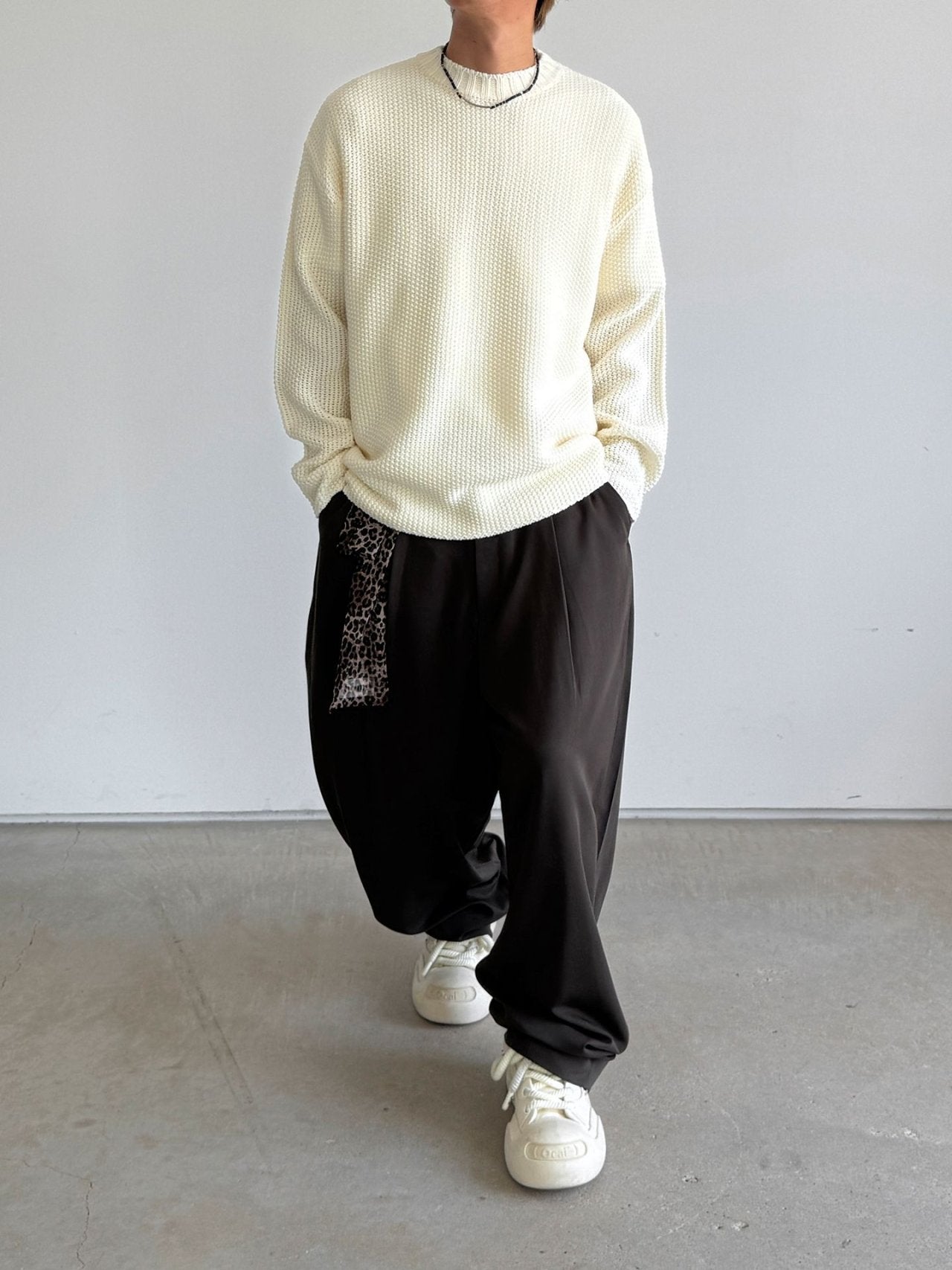 Embossed Good Day Graphic Heavy Knit Sweater Made in Korea