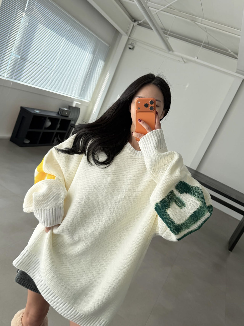 Following Hand-Brushed lettering Jacquard Knit Sweater Made in Korea