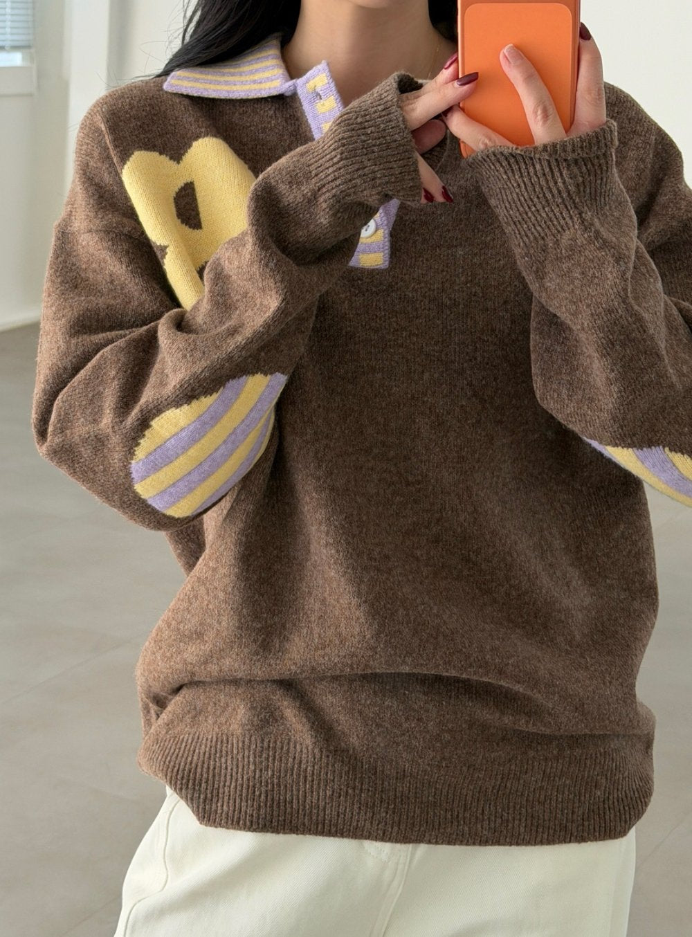 B-Point Cash Intarsia Collar Knit Made in Korea