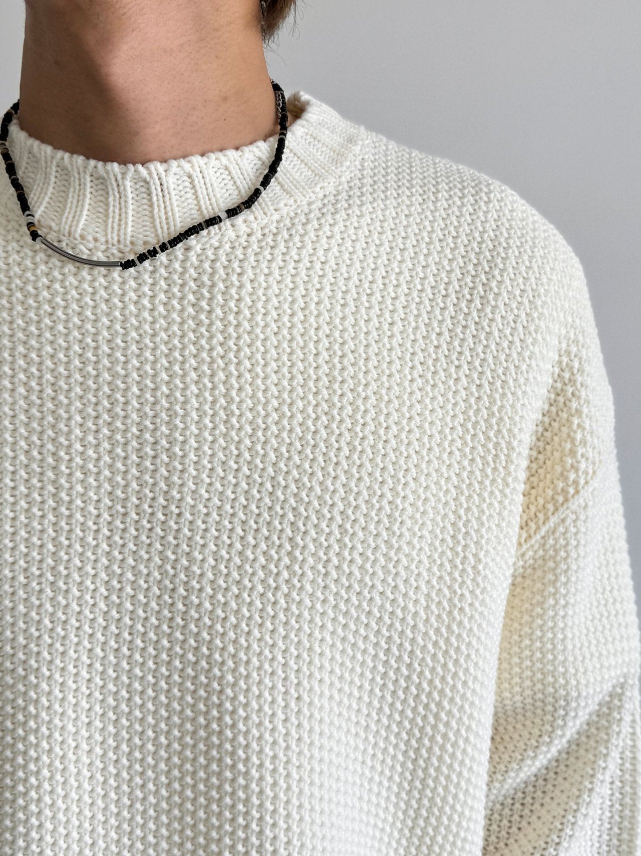 Embossed Good Day Graphic Heavy Knit Sweater Made in Korea