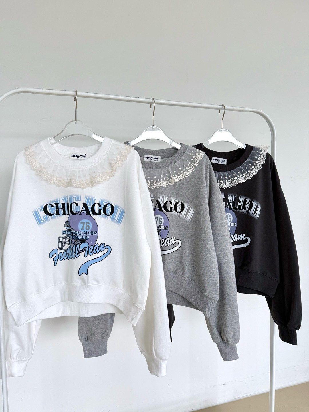 Lace Collar Vintage Chicago Sweatshirt Made in Korea - Luckyplanetusa