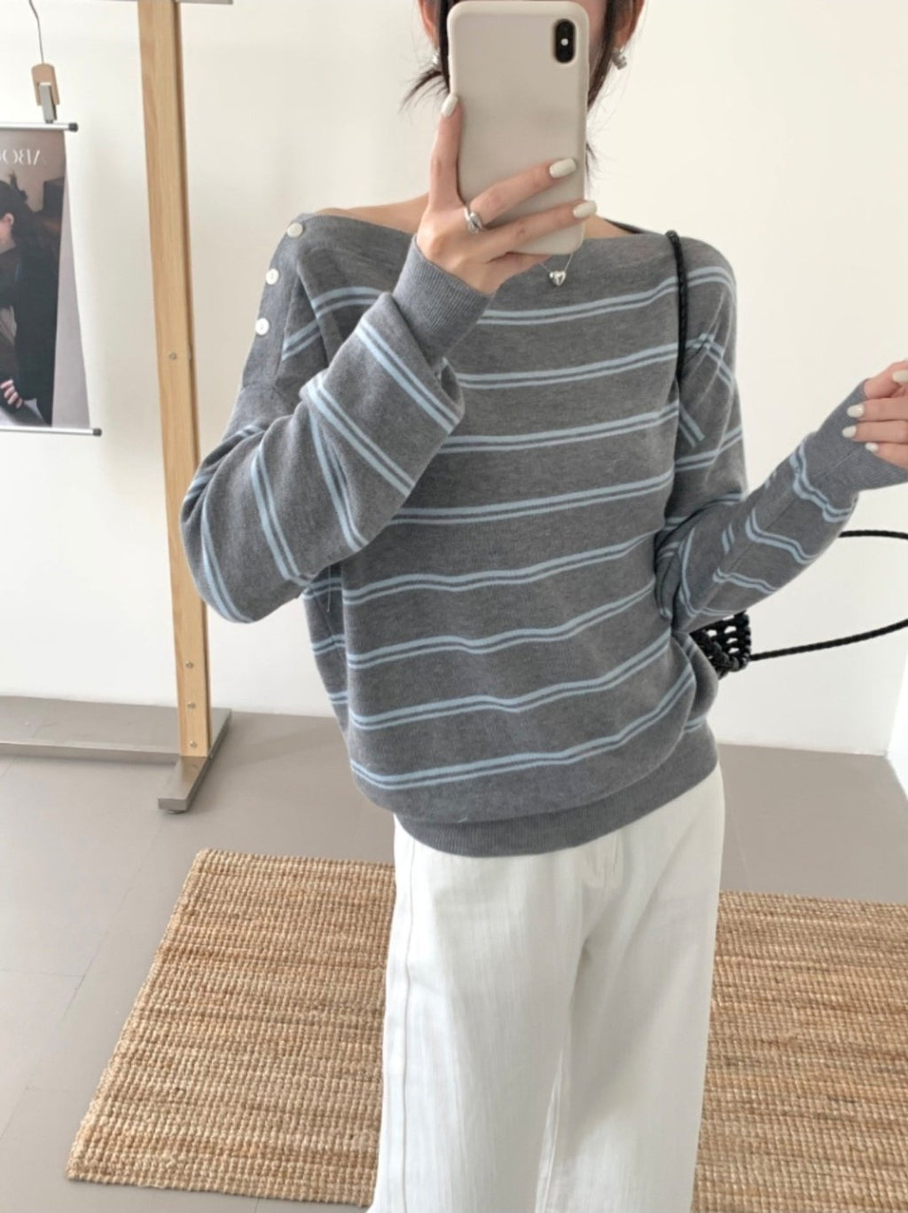 Cozy Line Button Shoulder Knit Top - Luckyplanetusa