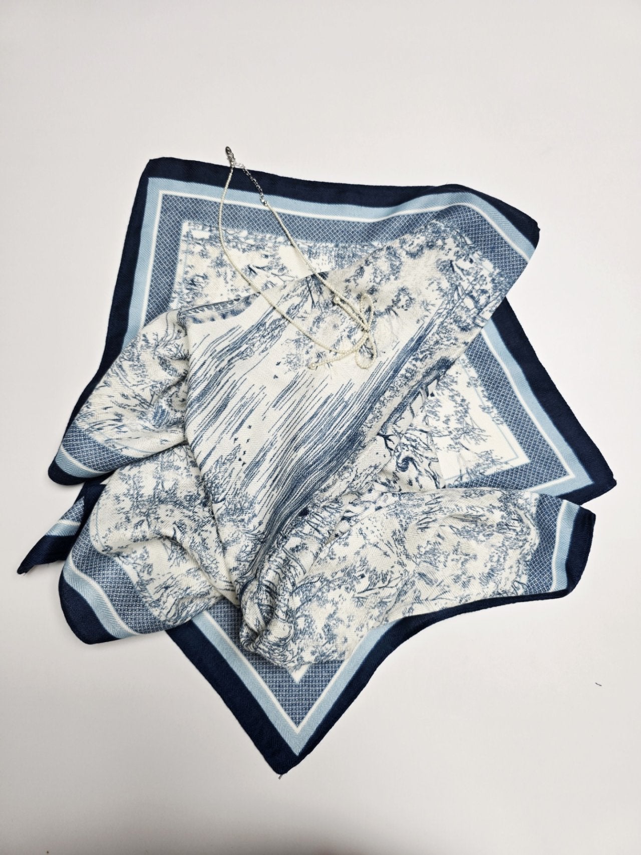 Blue Classic Toile Print Scarf