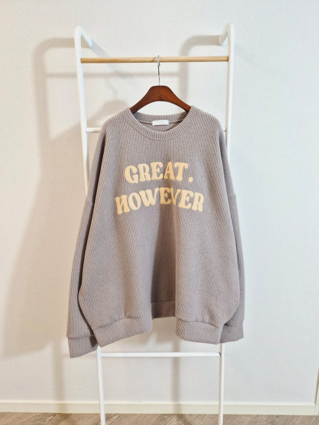Great However Oversized Ribbed Sweatshirt – Made in Korea