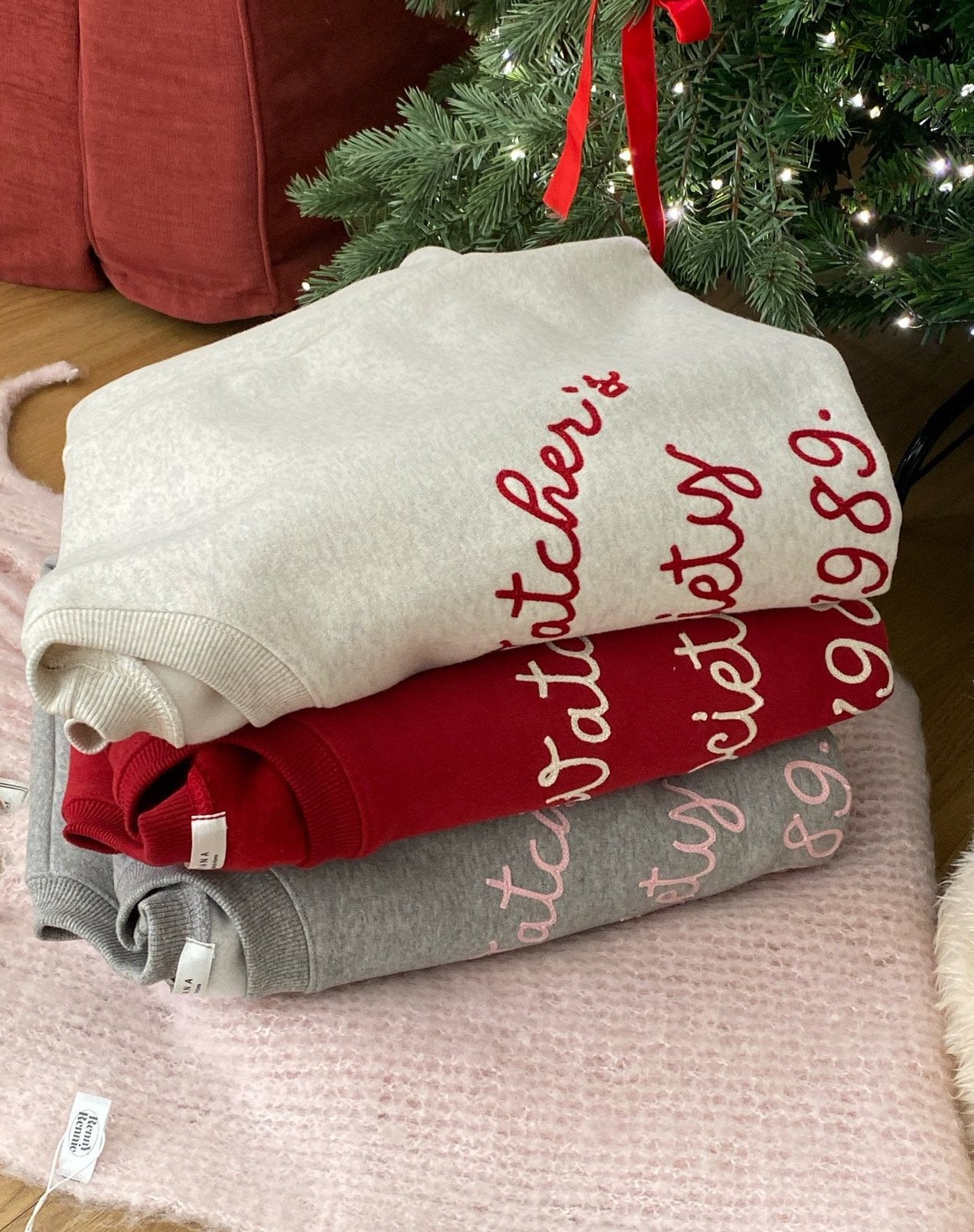 Girl Watcher Society Embroidery Cozy Brushed Fleece Sweatshirt Made in Korea