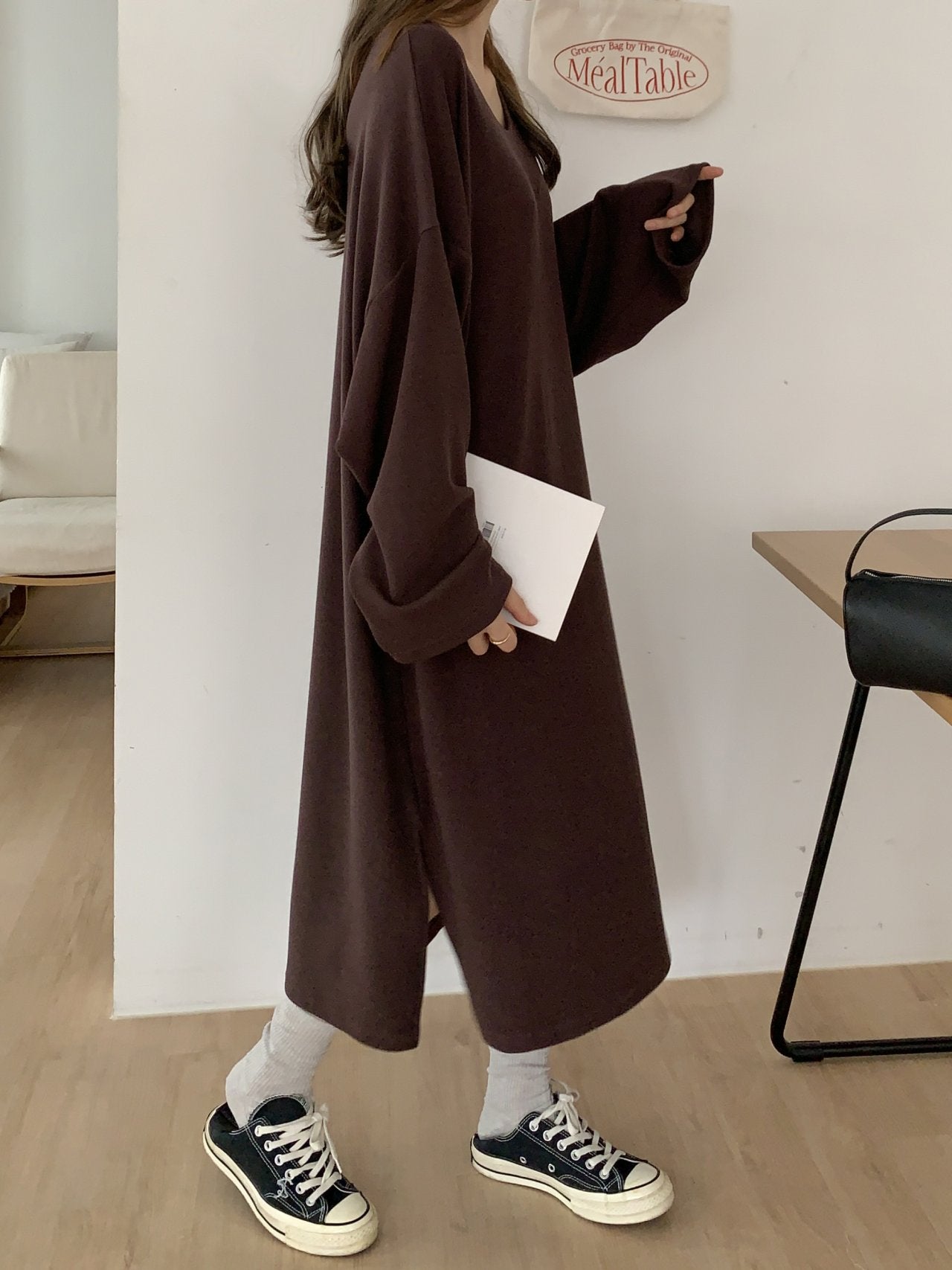 Soft Cozy U-Neck Oversized Lounge Dress
