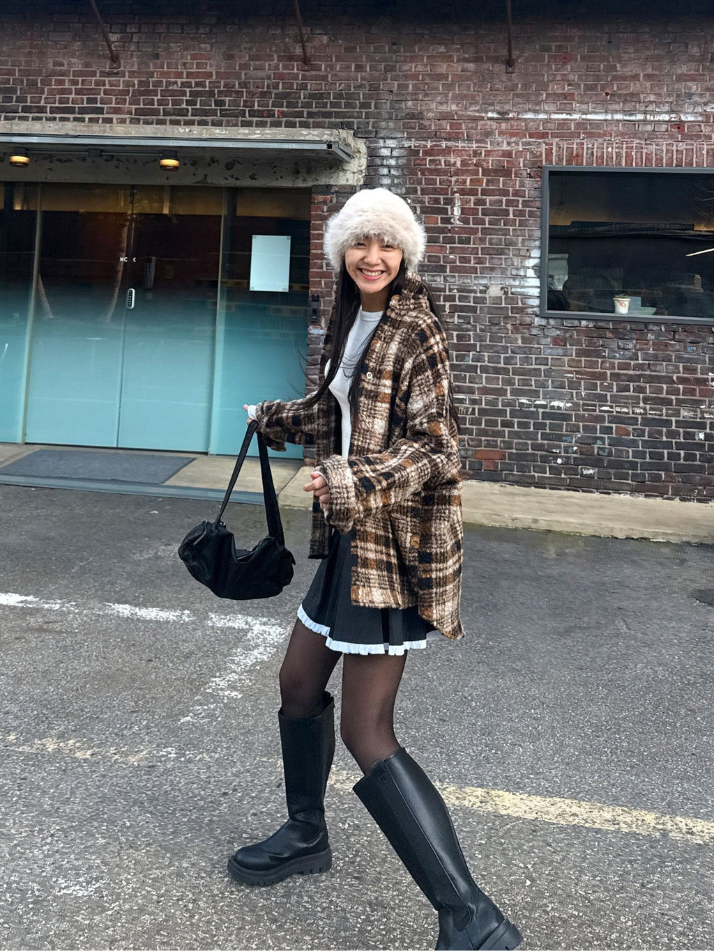 Soft Brushed Oversized Plaid Jacket