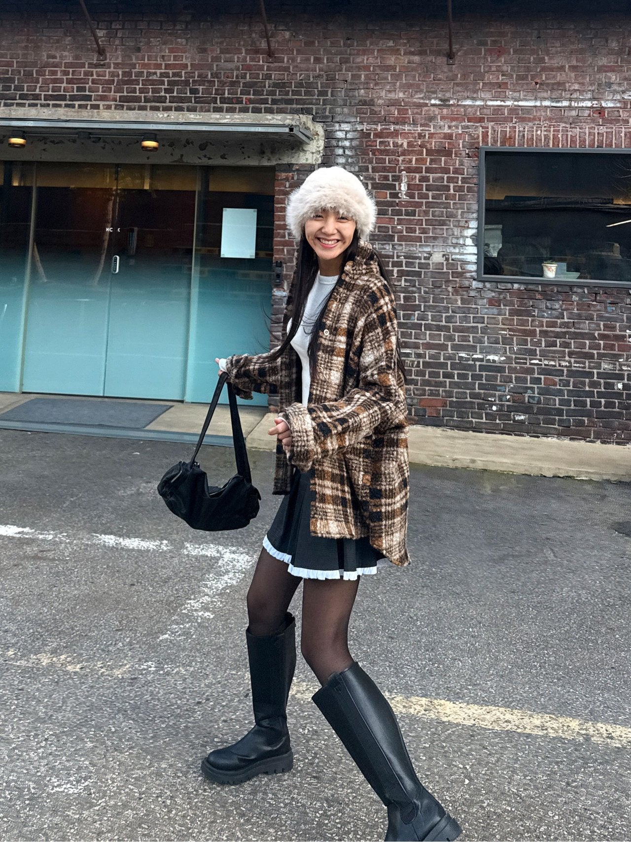 Soft Brushed Oversized Plaid Jacket