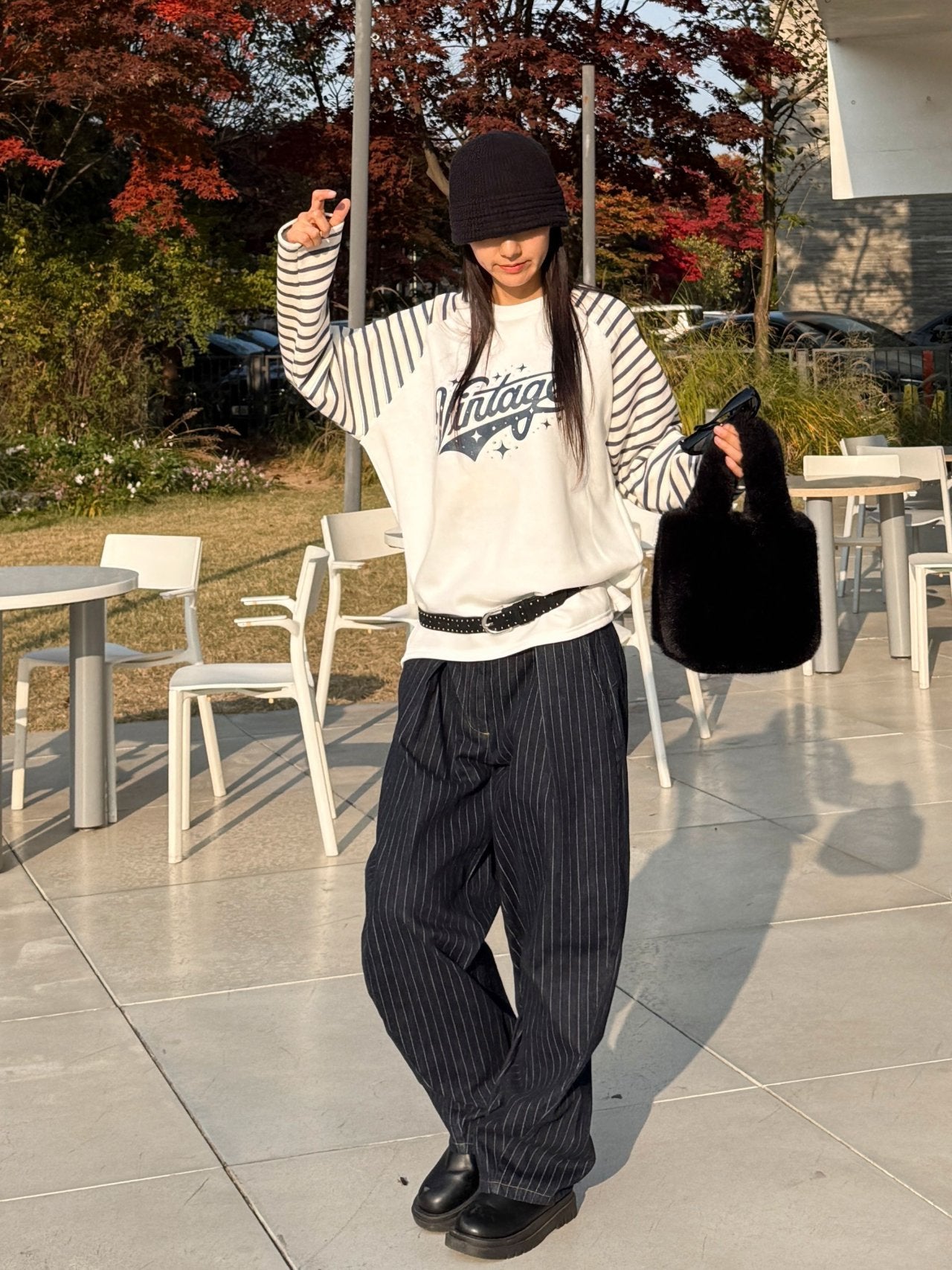 Vintage Stripe Raglan Sweatshirt