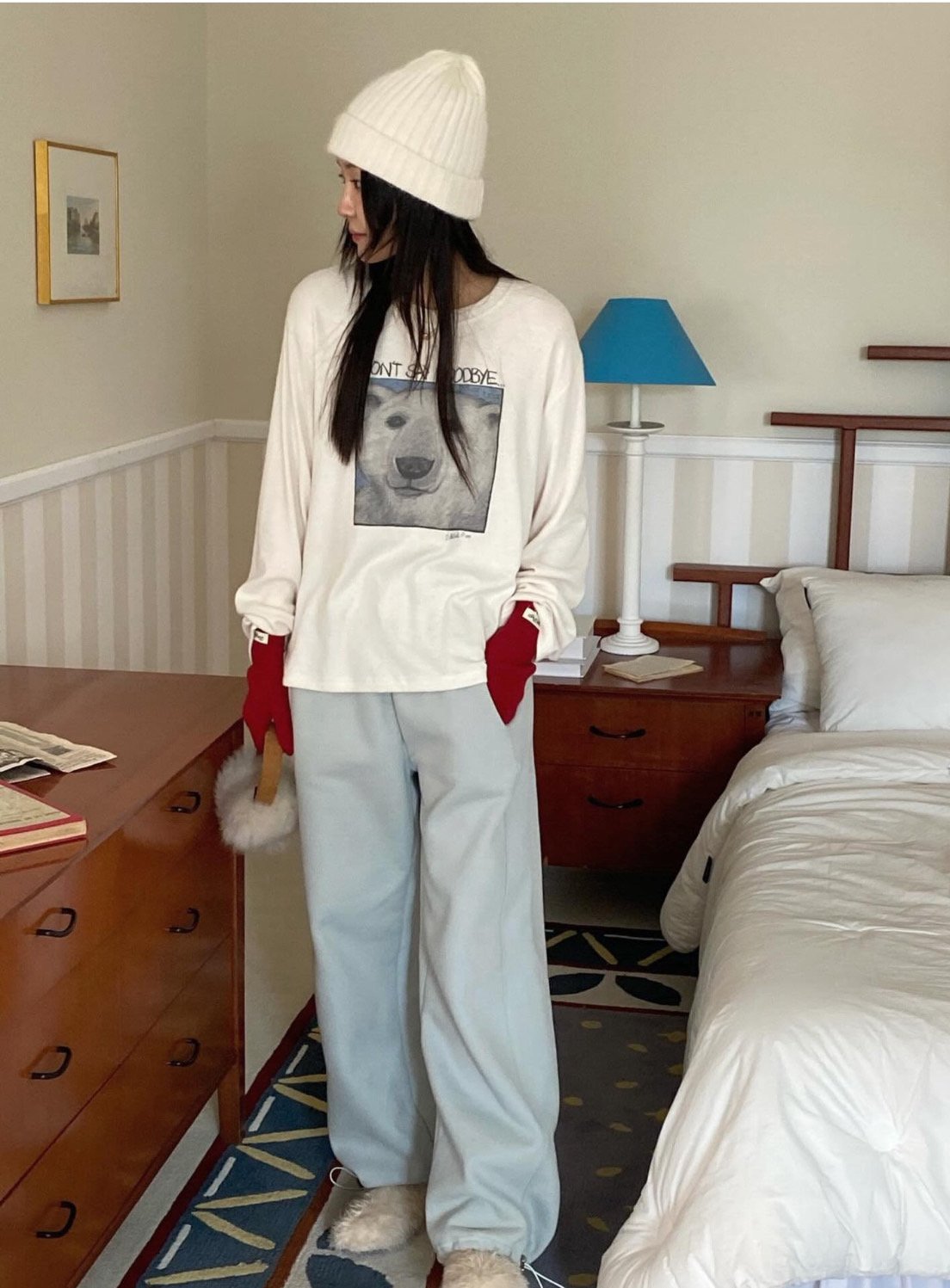 Polar Bear Cozy Fleece Long Sleeve Tee