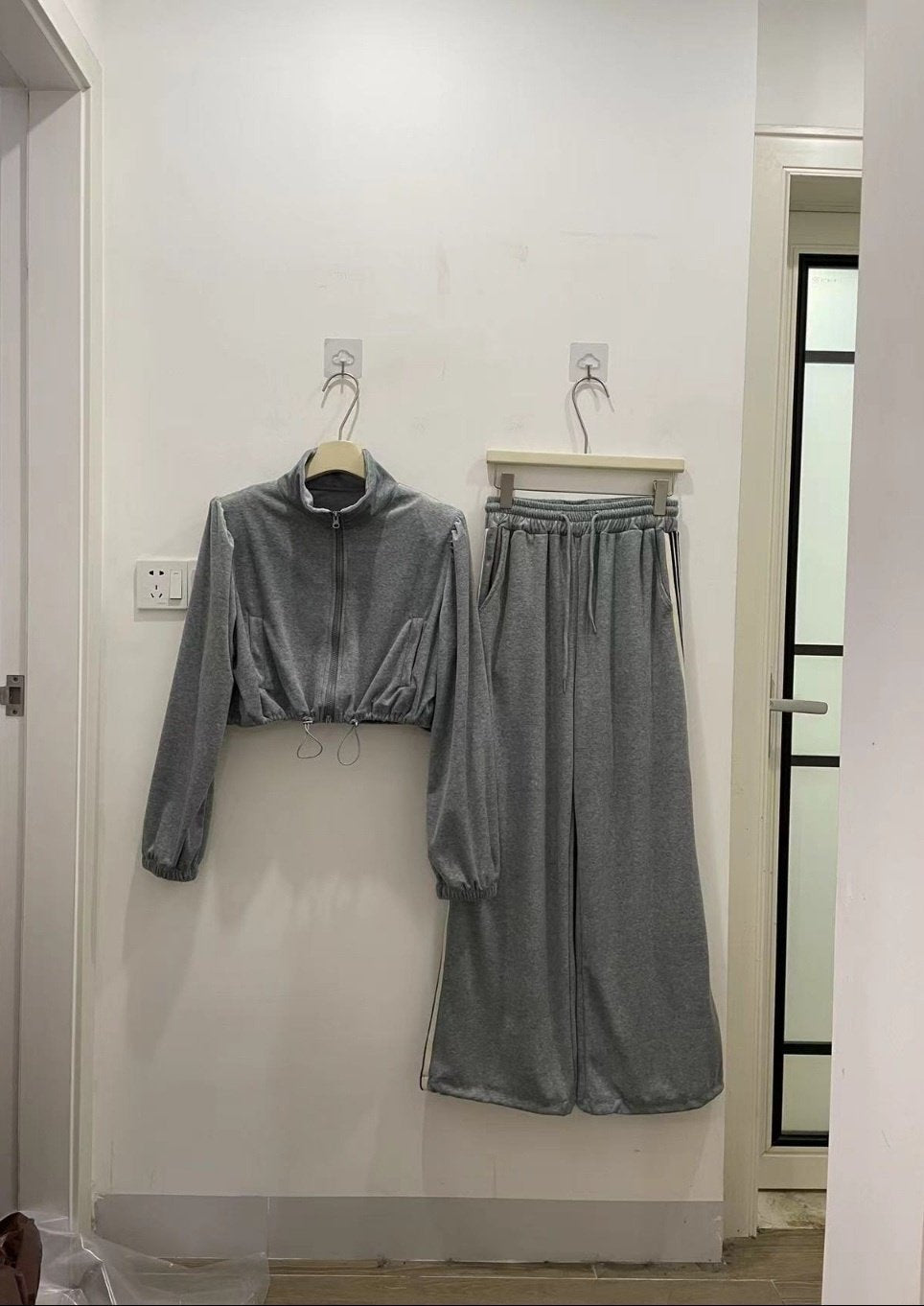 Velour Track Puff Zip-Up Set