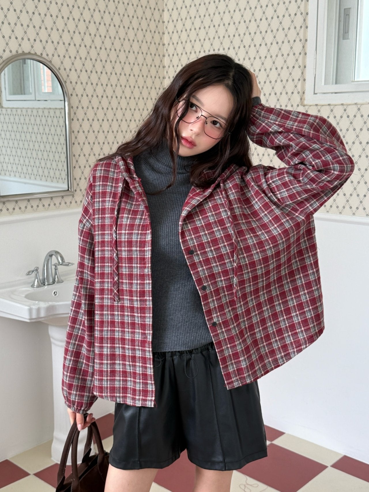 Winter Brushed Check Hooded Shirt Relaxed fit