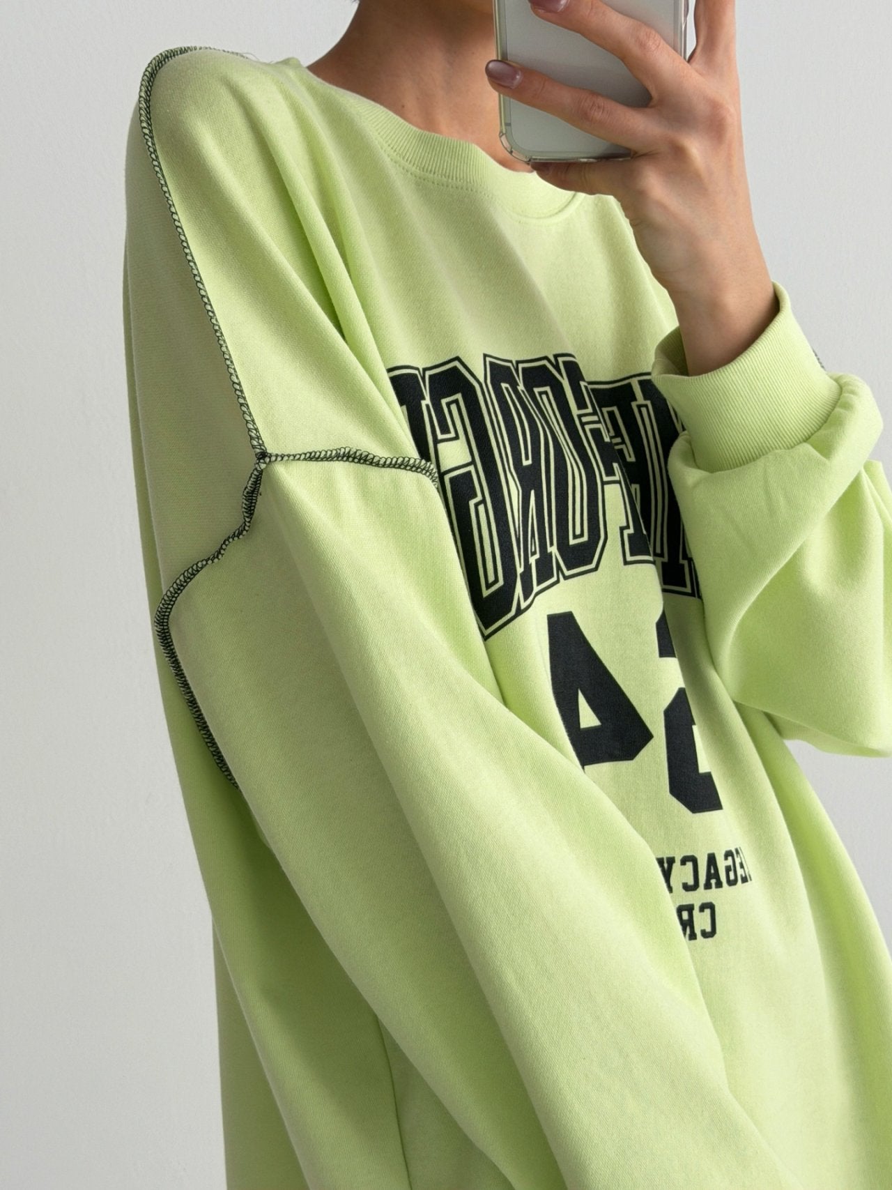 Lime Forge Oversized Cotton Slit Sweatshirt - Luckyplanetusa