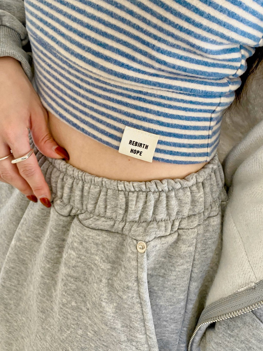 Soft Fleece-Lined Stripe Crop Tank – Made in Korea