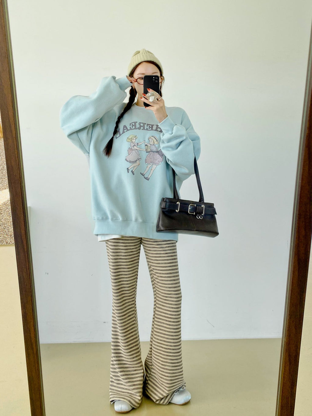 Soft Fleece Stripe Flare Pants