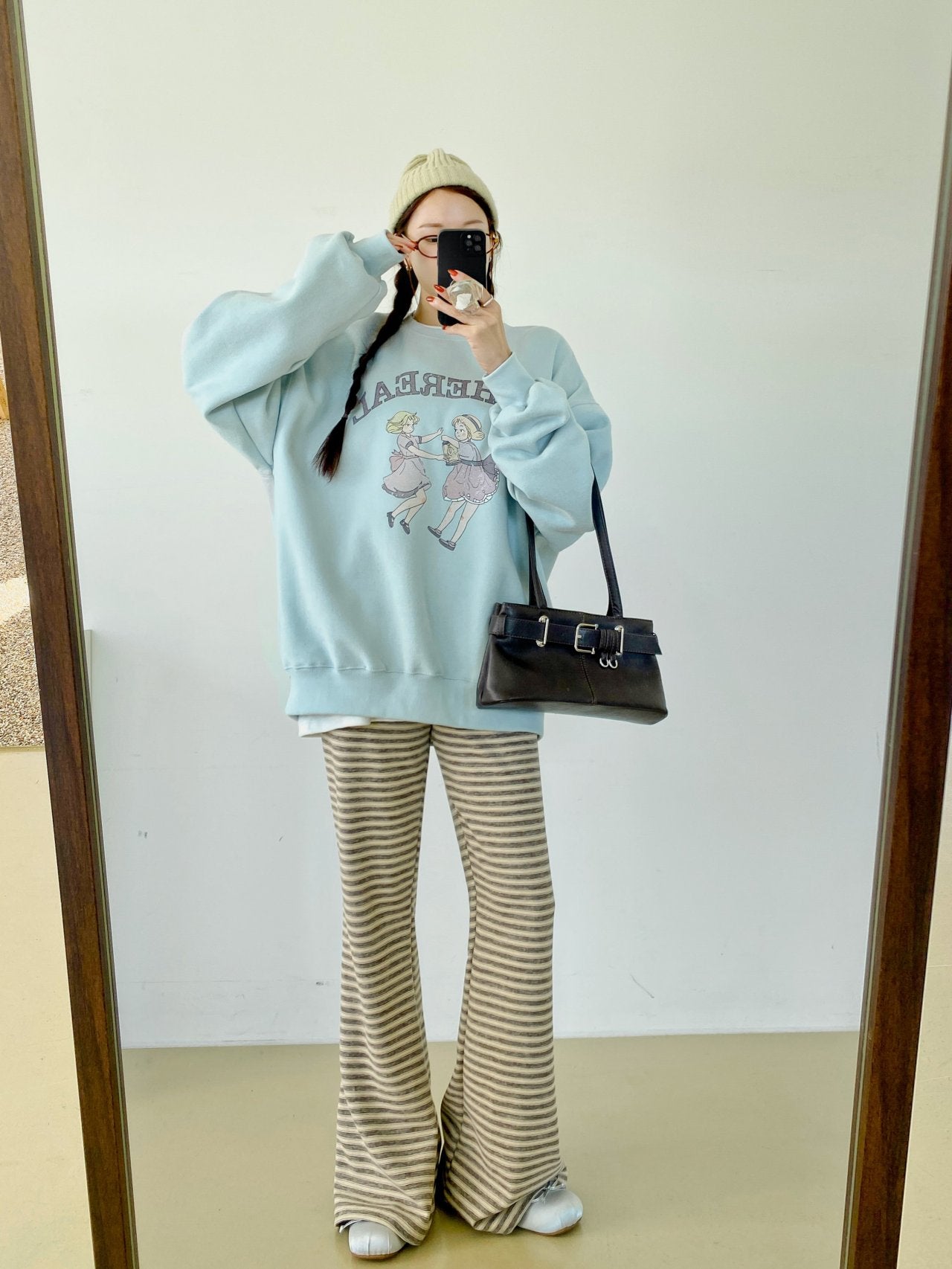 Soft Fleece Stripe Flare Pants