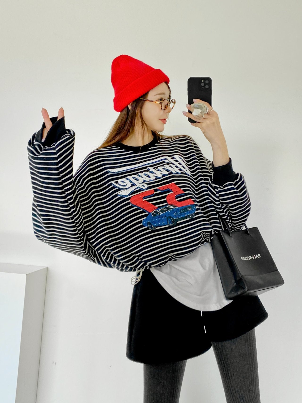 Vintage 52 Striped Drawstring Sweatshirt – Made in Korea