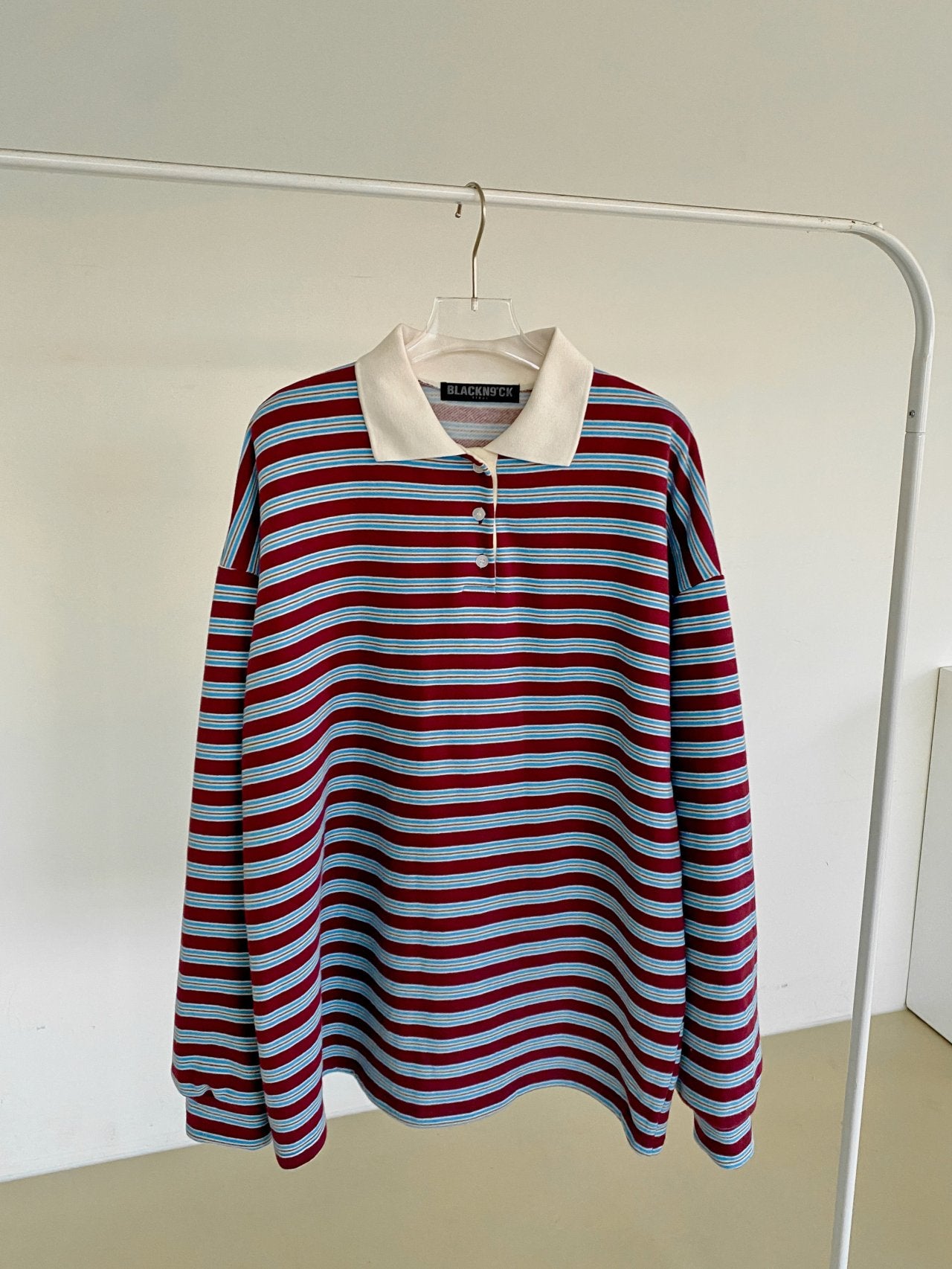 Classic Retro Stripe Collar Long Sleeve Tee