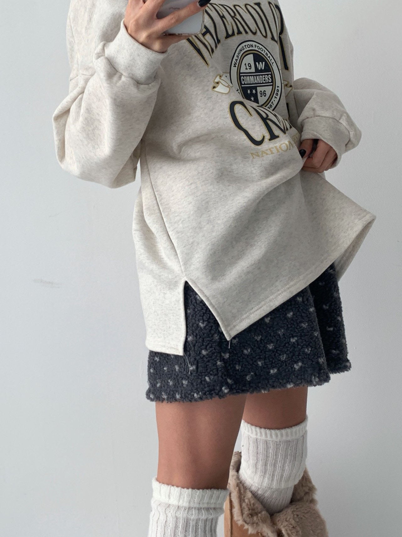 Watercolor Creatives Fleece-Lined Oversized Sweatshirt Vintage Collegiate Graphic Top