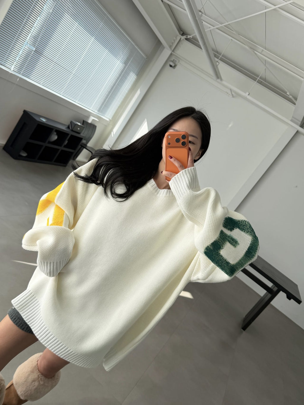 Following Hand-Brushed lettering Jacquard Knit Sweater Made in Korea