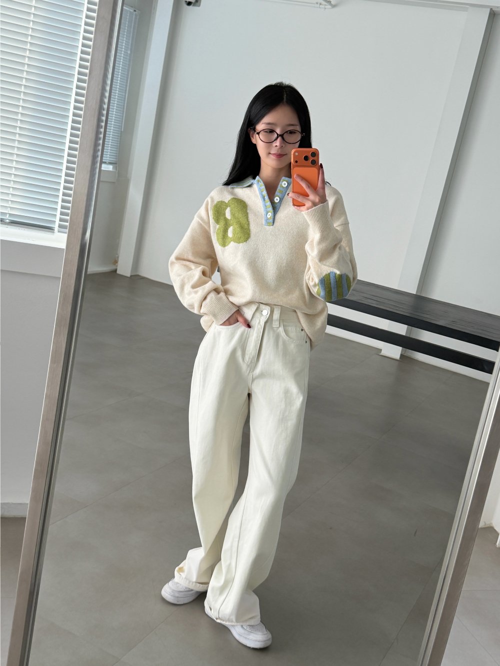 B-Point Cash Intarsia Collar Knit Made in Korea