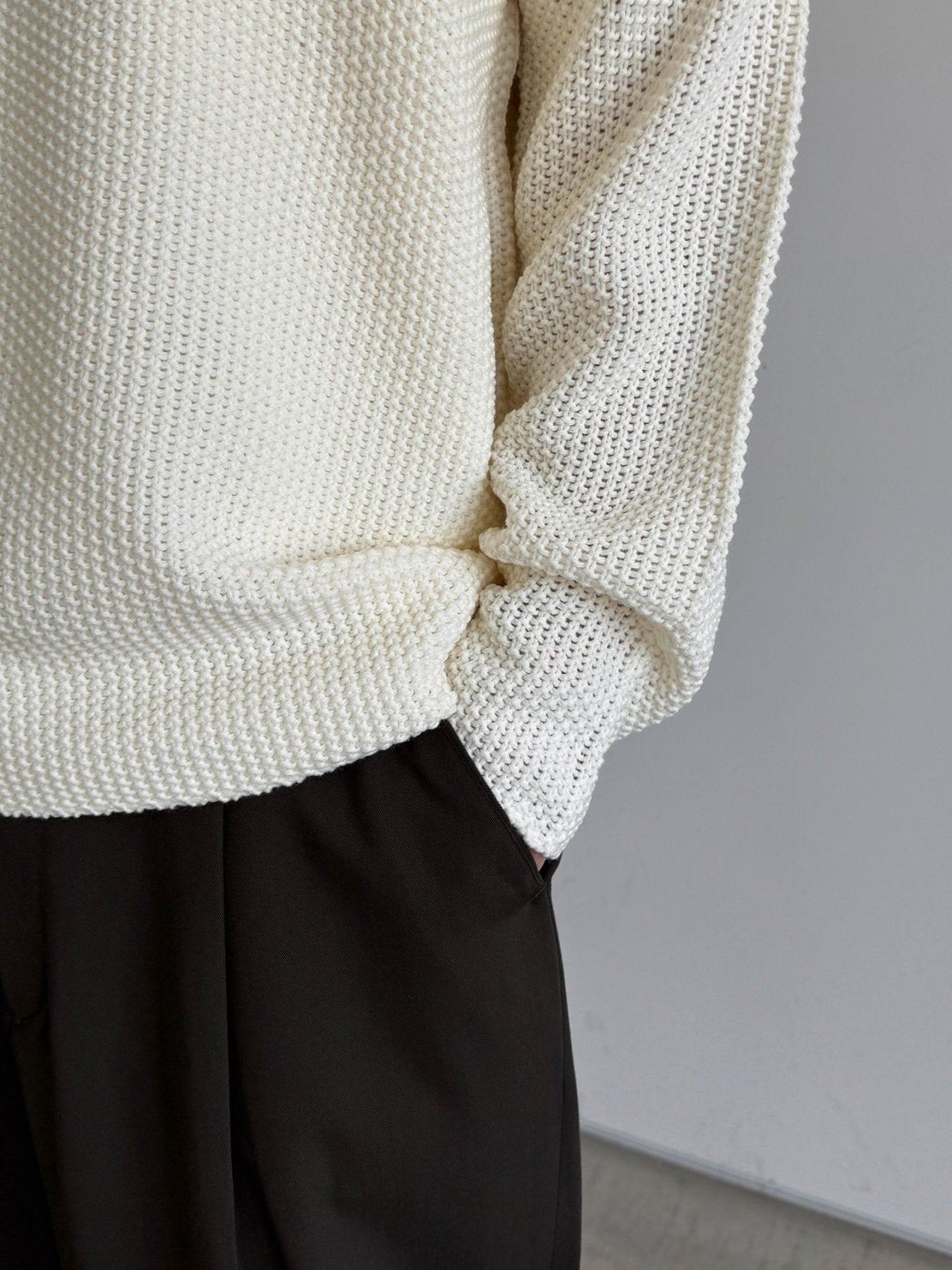 Embossed Good Day Graphic Heavy Knit Sweater Made in Korea