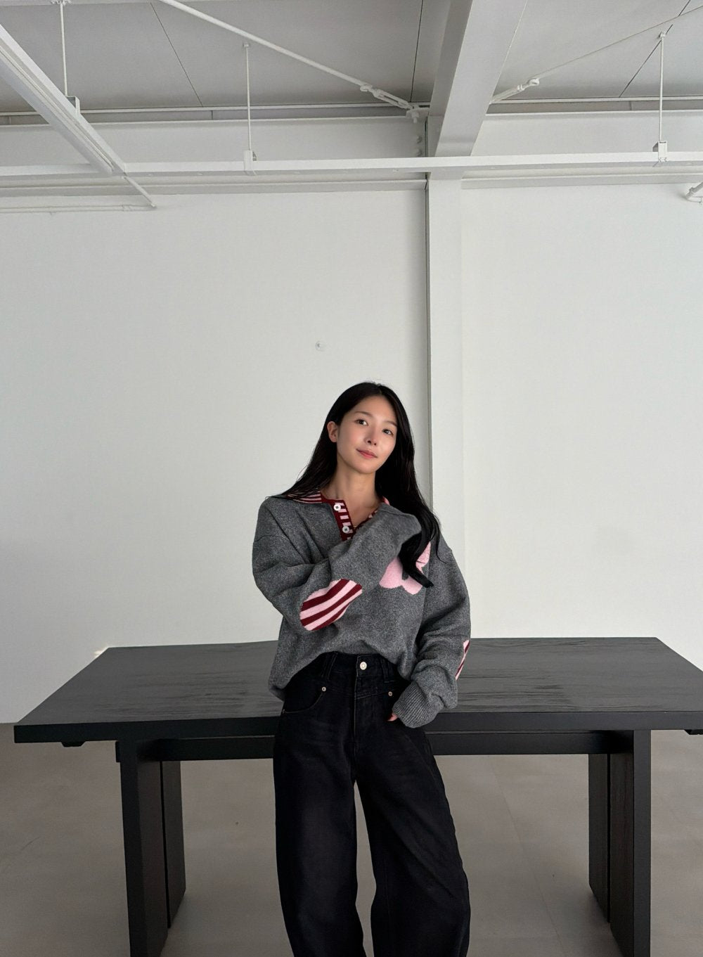 B-Point Cash Intarsia Collar Knit Made in Korea