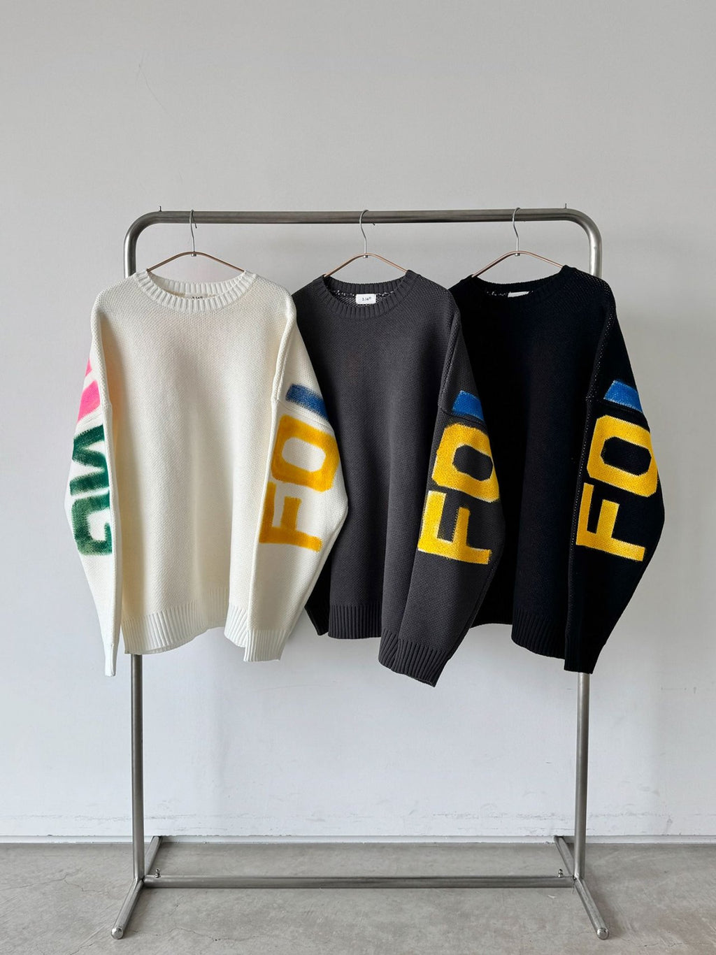 Following Hand-Brushed lettering Jacquard Knit Sweater Made in Korea