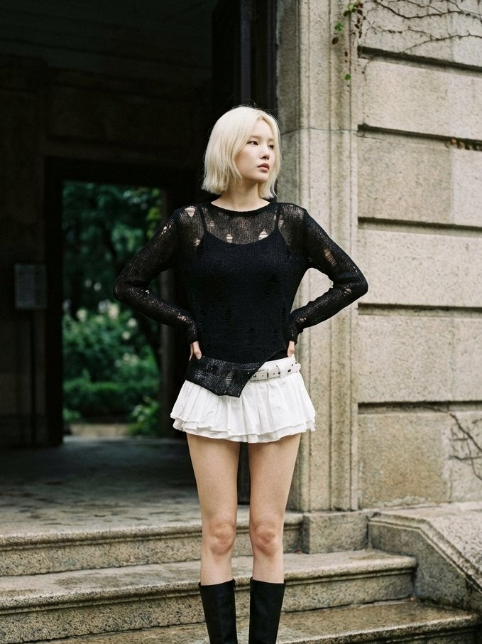 Urban Moss Distressed Knit Pullover