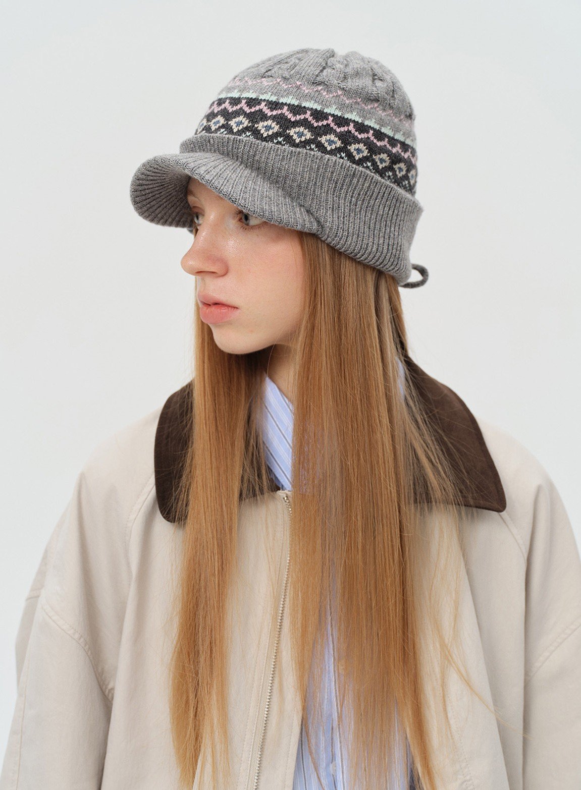 Nordic Wool Knit Brim Beanie