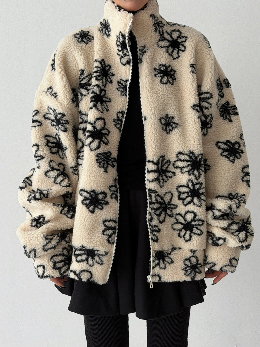 Fluffy Blossom Fleece Half-Zip Jacket