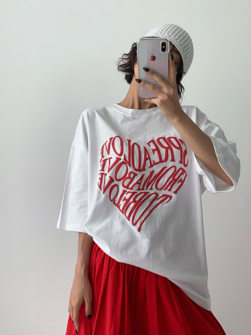 Spread Love Heart Graphic 100% Cotton Tee Made in Korea - Luckyplanetusa