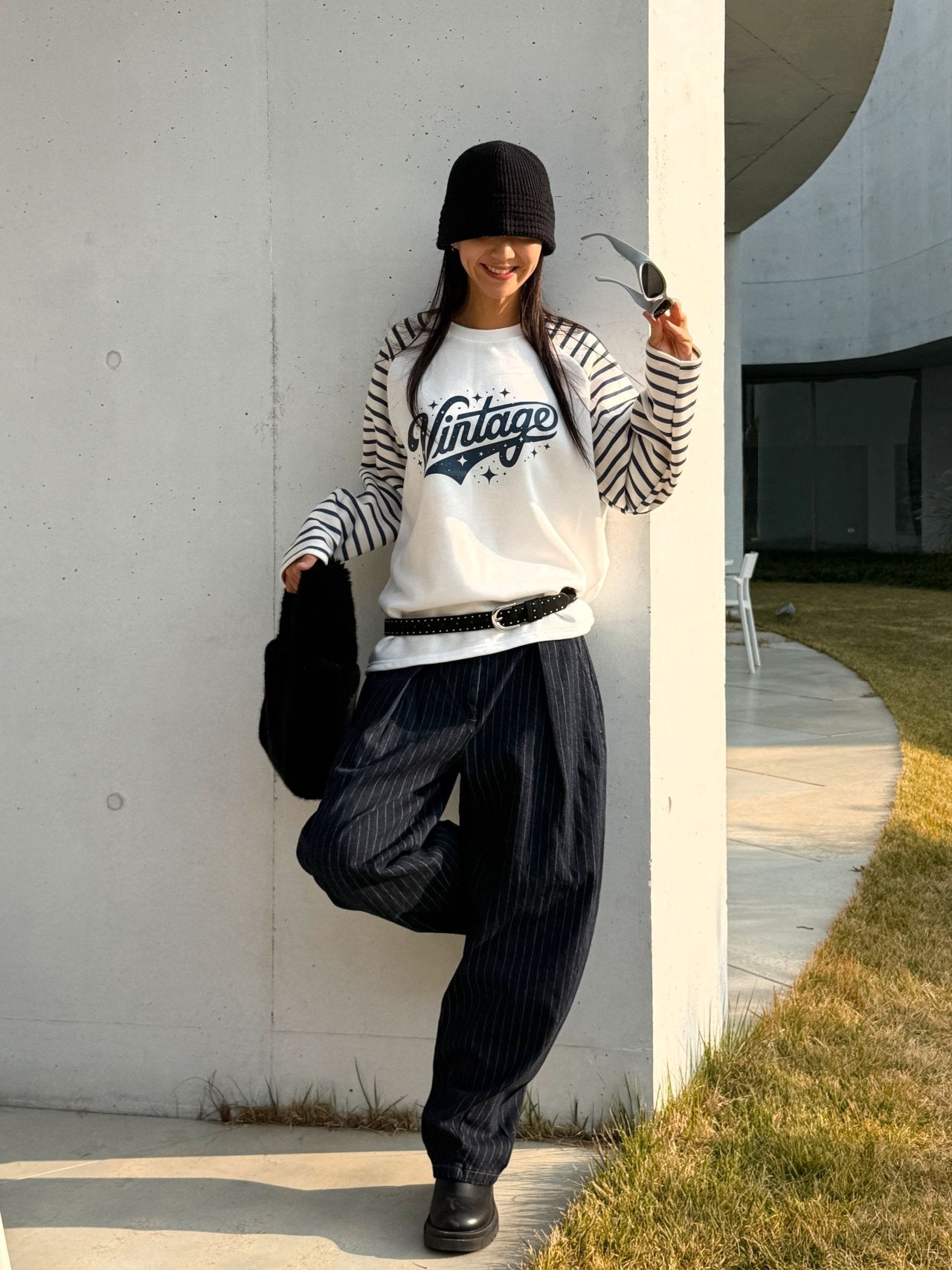 Vintage Stripe Raglan Sweatshirt