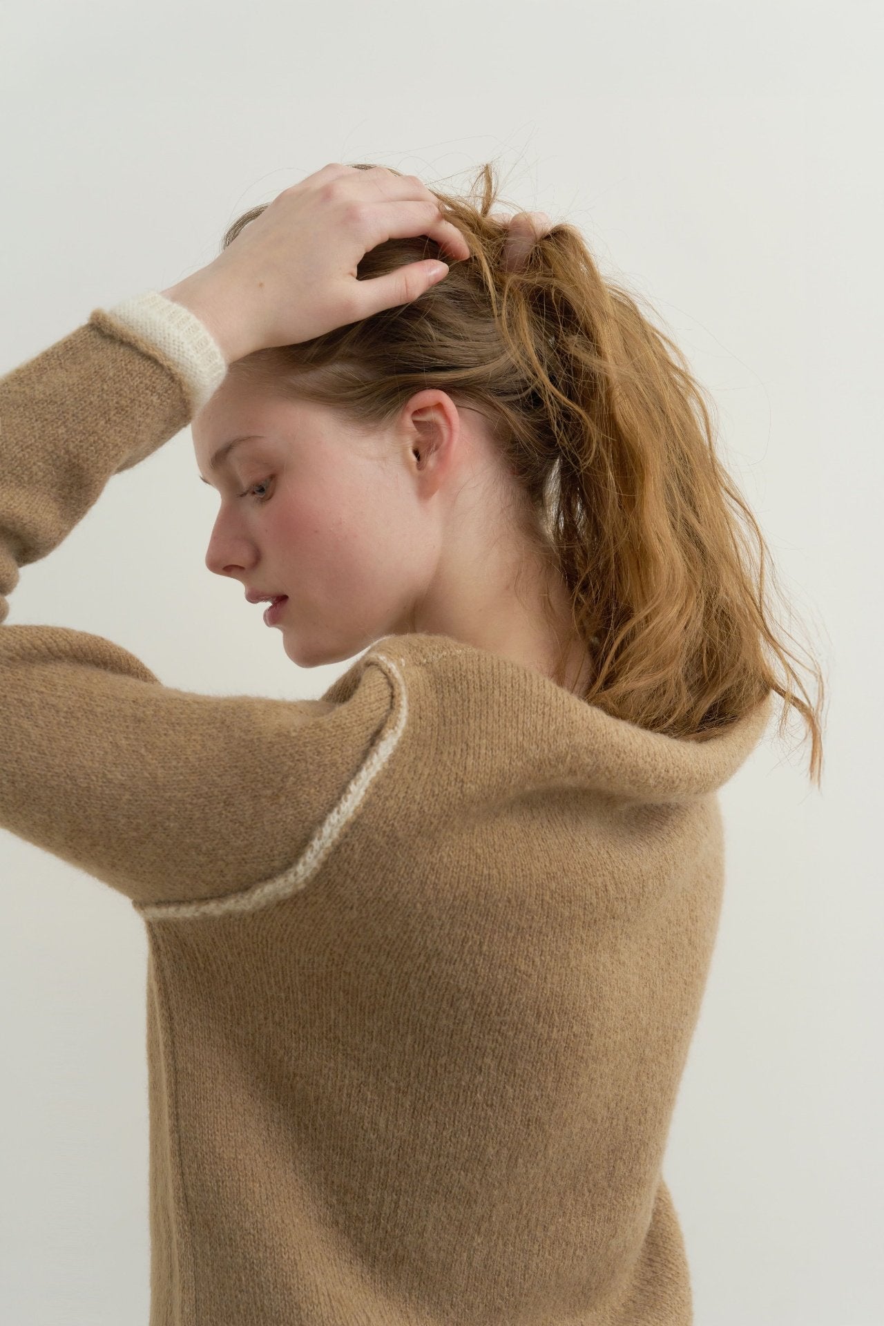 Even Layered V-Neck Knit Sweater Alpaca Wool Blend Made in Korea