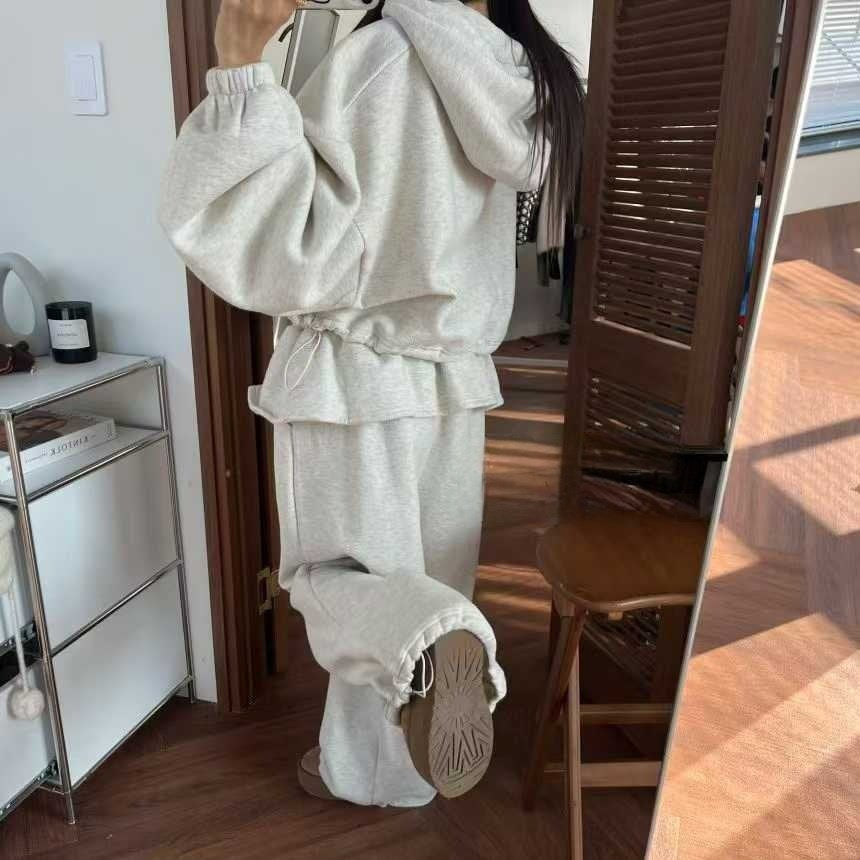 Cozy Layer Ruffle Hoodie Set