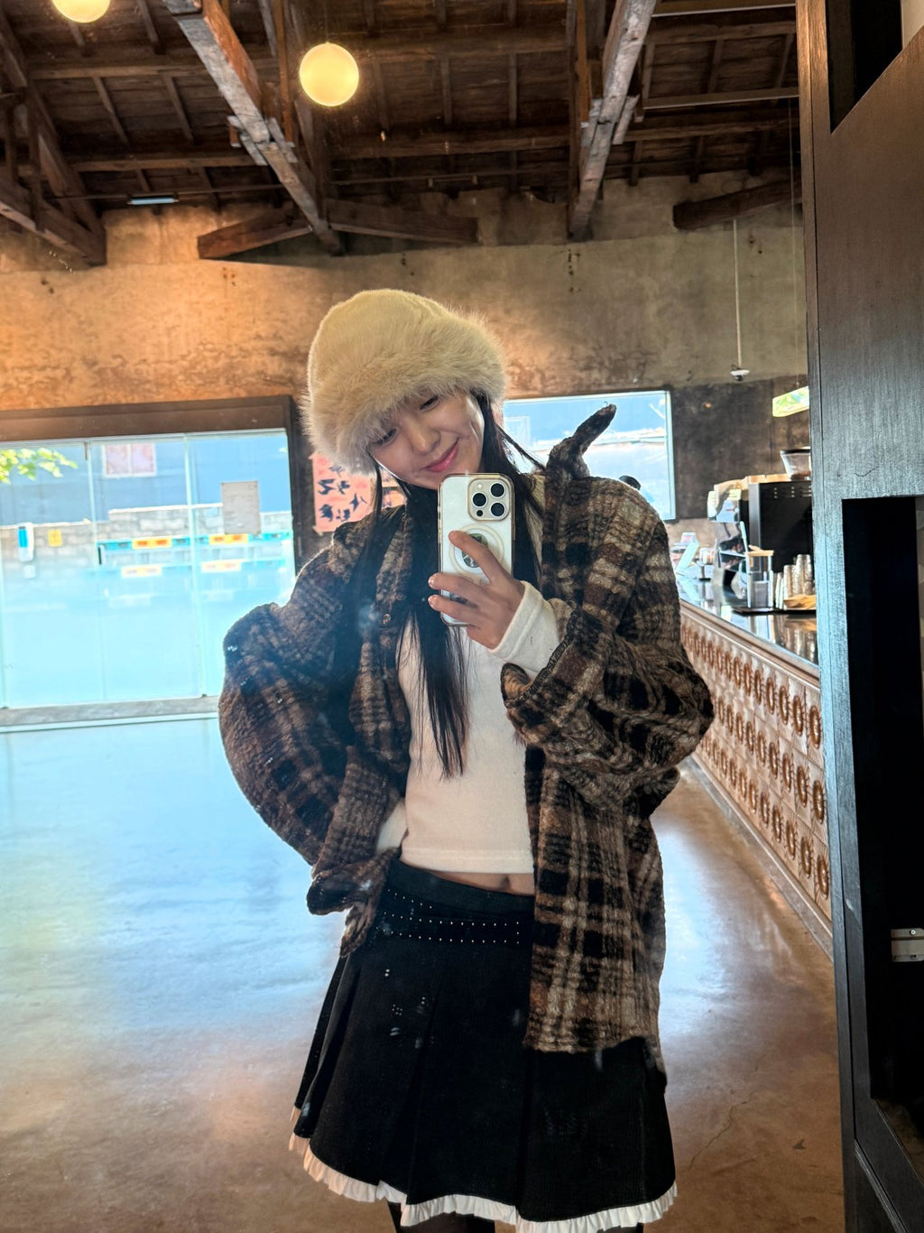 Soft Brushed Oversized Plaid Jacket