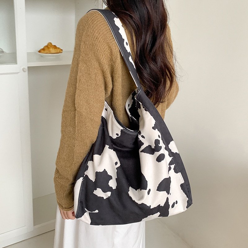 Cow Suede Pattern Soft Shoulder Bag